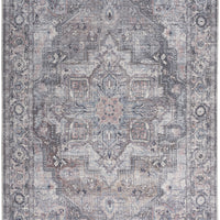 4' X 6' Grey Oriental Power Loom Distressed Washable Area Rug