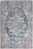 4' X 6' Light Blue Oriental Power Loom Distressed Washable Area Rug