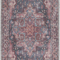 2' X 4' Red Oriental Power Loom Distressed Washable Area Rug