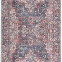 2' X 6' Red Oriental Power Loom Distressed Washable Runner Rug