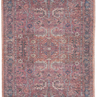 2' X 6' Brick Oriental Power Loom Distressed Washable Runner Rug