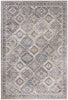 5' X 7' Ivory Latte Oriental Power Loom Distressed Washable Area Rug