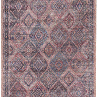 2' X 4' Maroon Oriental Power Loom Distressed Washable Area Rug