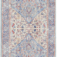 2' X 6' Blue Oriental Power Loom Distressed Washable Runner Rug