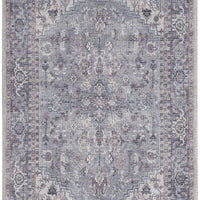 2' X 4' Grey Oriental Power Loom Distressed Washable Area Rug