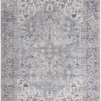 4' X 6' Grey Oriental Power Loom Distressed Washable Area Rug