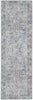 2' X 6' Light Grey And Blue Oriental Power Loom Distressed Washable Runner Rug