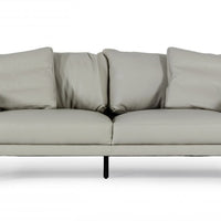 Contemporary 87" Light Grey Leather Sofa