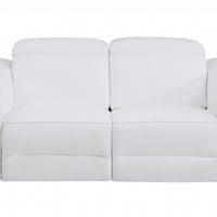 65" White Italian Leather Reclining Love Seat