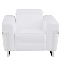 41" White Italian Leather Power Recliner Chair