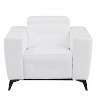 41" White Italian Leather Power Recliner Chair