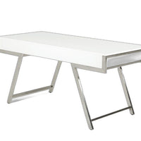 63" White Modern High Gloss Rectangular Writing Desk