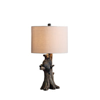 25" Black Blear in a Tree  Table Lamp With Beige Shade