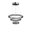 28" Silver Chrome Geometric Asymmetrical Stacking Rings LED Chandelier