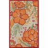 8' X 10' Orange And Ivory Floral Stain Resistant Indoor Outdoor Area Rug