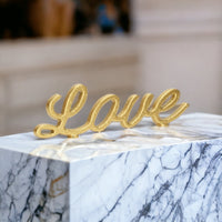 3" Gold Cast Iron Love Hand Painted Sculpture