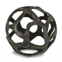 6" Natural Black Cast Iron Abstract Decorative Orb