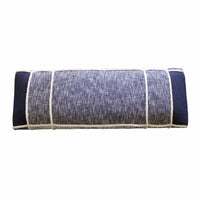 47" Blue And Gray Textural White Leg Upholstered Bench