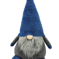 23" Blue And Gray Fabric Standing Gnome Sculpture