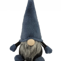 18" Slate Blue And Gray Fabric Standing Gnome Sculpture