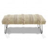 47" Ivory And Gold Geometric Black Leg Upholstered Bench