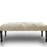 47" Cream And Black Leg Abstract Upholstered Bench