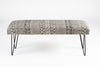 47" Charcoal Gray and White Black Leg Abstract Floral Upholstered Bench