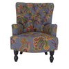 28" Grey Golden And Brown Polyester Blend Floral Arm Chair