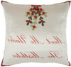 18" X 18" Cream Red And Green Zippered Handmade Polyester Christmas Throw Pillow