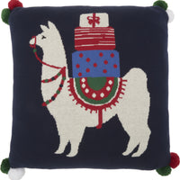 20" X 20" Black White Red Blue And Green Zippered Handmade 100% Cotton Christmas Throw Pillow