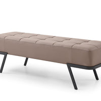 57" Taupe And Black Upholstered Upholstered Bedroom Bench