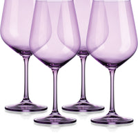 Set of Four Translucent Purple Large Wine Glasses