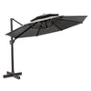 12' Dark Gray Polyester Round Tilt Cantilever Patio Umbrella With Stand