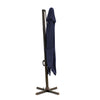 10' Navy Blue Polyester Square Tilt Cantilever Patio Umbrella With Stand