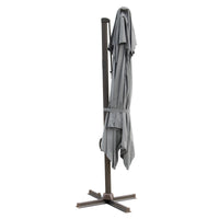 10' Dark Gray Polyester Square Tilt Cantilever Patio Umbrella With Stand