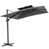 11' Dark Gray Polyester Round Tilt Cantilever Patio Umbrella With Stand