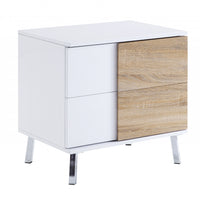 22" White High Gloss Manufactured Wood Rectangular End Table With Two Drawers