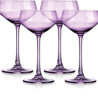 Set of Four Translucent Purple Coupe Glasses