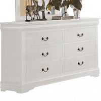 57" White Solid Wood Six Drawer Double Dresser