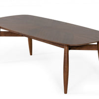 95" Walnut Rounded Rectangular Solid Wood Dining Table