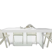 79" White And Clear Rectangular Manufactured Wood And Glass Dining Table