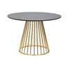 43" Black And Gold Rounded Manufactured Wood And Stainless Steel Dining Table