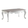 52" White And Marble Faux Marble Rectangular Coffee Table