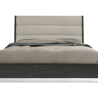 King Dark Grey High Gloss Bed Frame with Faux Leather Headboard