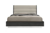 King Dark Grey High Gloss Bed Frame with Faux Leather Headboard