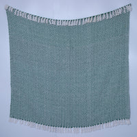 Green Woven Cotton Herringbone Throw