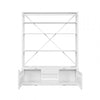 83" White Four Tier Cargo Style Bookcase with Cabinets and Ladder