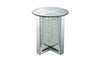 23" Clear Glass And Mirrored Round End Table With Drawer