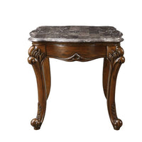 24" Cherry And Brown Marble  Polyresin Rectangular End Table