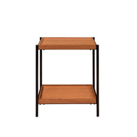 24" Black And Honey Oak Wood And Metal Square End Table With Shelf